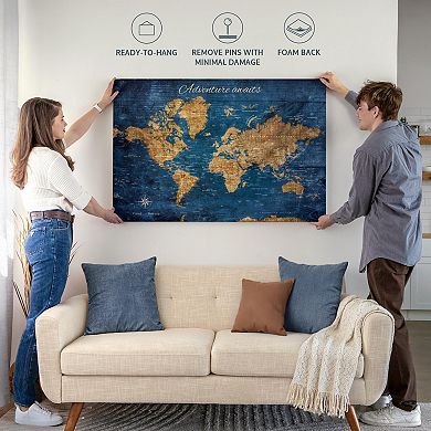 Adventure Awaits VI Push Pin World Map