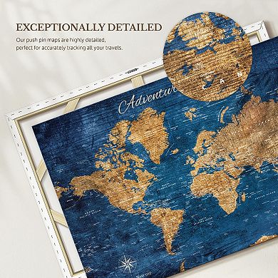 Adventure Awaits VI Push Pin World Map
