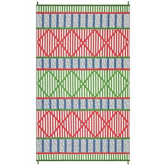 Modern Geometric Outdoor Area Rug Reversible Light Weight Stain Resistant Mat for RV Trip Picnic