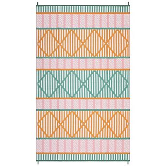 Modern Geometric Outdoor Area Rug Reversible Light Weight Stain Resistant Mat for RV Trip Picnic