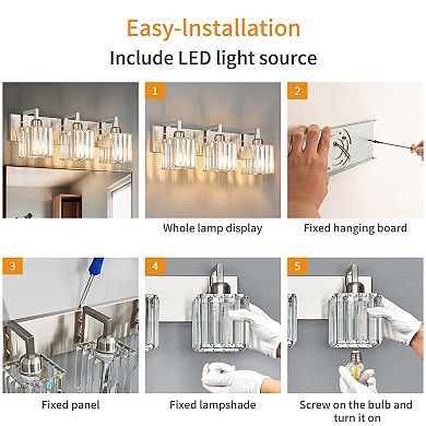 Modern Crystal Vanity Light Sleek Metal Wall Sconce for Bathroom and Home