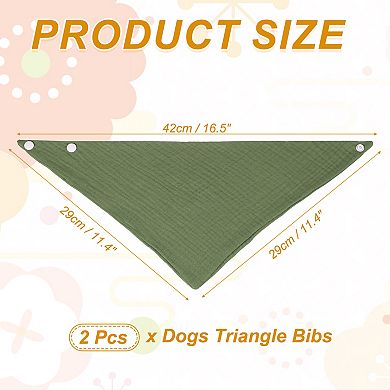 Triangle Dog Bandanas with Button Pet Scarf Adjustable 2Pcs, 16.5 x 11.4 Inch