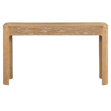 Whisen Rustic Console Table with Curved Corners and 3 Concealed Drawers