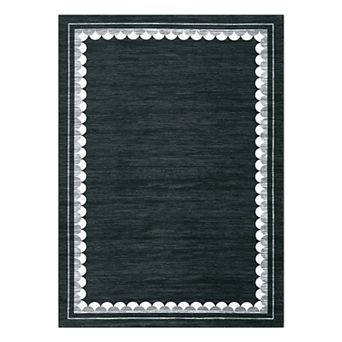Modern Border Area Rug Non Slip Vacuum Clean Ultra Thin Stain Resistant Carpet for Dining Room