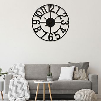 13inch/34cm Metal Wall Clock for Room, Silent Non-Ticking Vintage Battery Operated