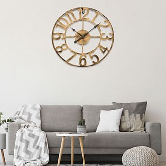 13inch/34cm Metal Wall Clock for Room, Silent Non-Ticking Vintage Battery Operated