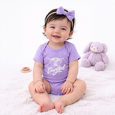 Cowgirl Highland Cow - Baby Short Sleeve Graphic Bodysuit