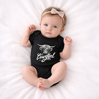 Cowgirl Highland Cow - Baby Short Sleeve Graphic Bodysuit