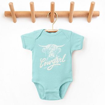 Cowgirl Highland Cow - Baby Short Sleeve Graphic Bodysuit