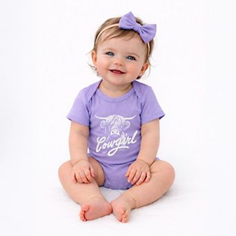 Cowgirl Highland Cow - Baby Short Sleeve Graphic Bodysuit