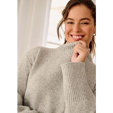 ellos Plus Size Boxy Mock Neck Pullover