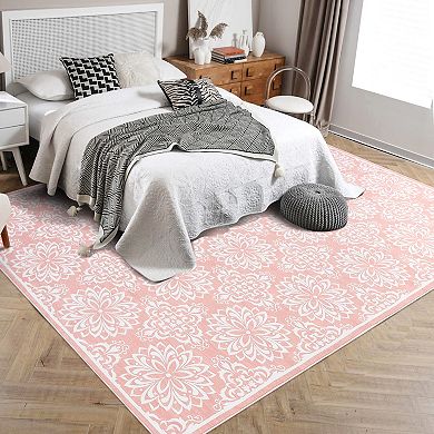 Vintage Area Rug Non Slip Vacuum Clean Ultra Thin Stain Resistant Carpet for Bedroom Kitchen