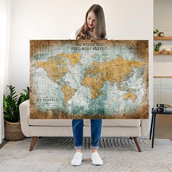 My Travels World Push Pin Map