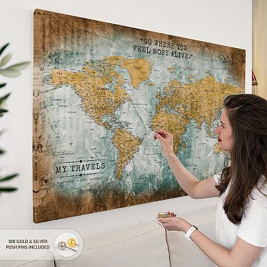 My Travels World Push Pin Map