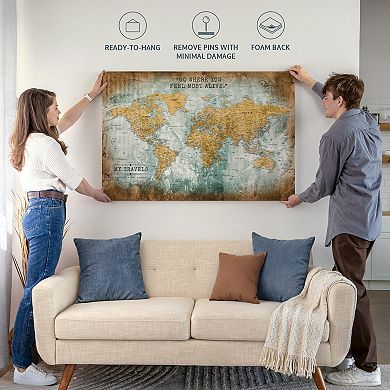 My Travels World Push Pin Map