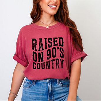 Raised On 90s Country - Women's Garment Dyed Graphic T-Shirt