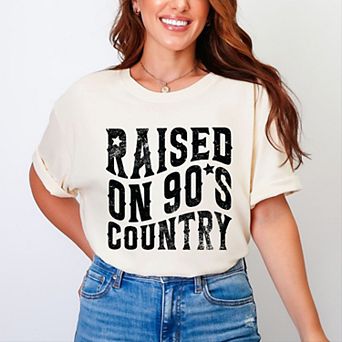 Raised On 90s Country - Women's Garment Dyed Graphic T-Shirt