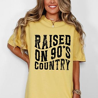 Raised On 90s Country - Women's Garment Dyed Graphic T-Shirt
