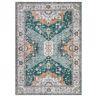 Vintage Area Rug Machine Washable Vacuum Clean Stain Resistant Floor Cover for Kid's Room Playroom