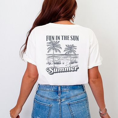 Fun In The Sun Summer Front And Back Design - Women's Garment Dyed Graphic T-Shirt