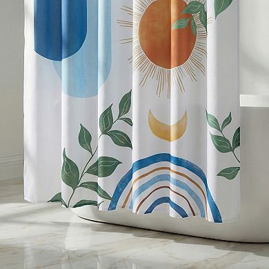 Leaf Print Shower Curtain, Bohemian Modern Waterproof Bathroom Shower Curtain Sets with 12 Hooks