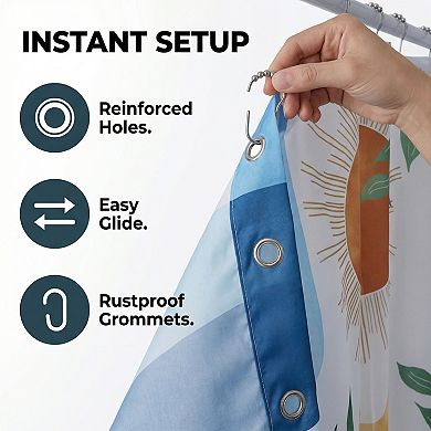 Leaf Print Shower Curtain, Bohemian Modern Waterproof Bathroom Shower Curtain Sets with 12 Hooks