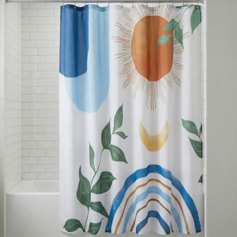 Leaf Print Shower Curtain, Bohemian Modern Waterproof Bathroom Shower Curtain Sets with 12 Hooks
