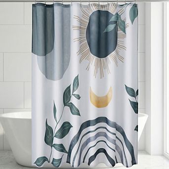 Leaf Print Shower Curtain, Bohemian Modern Waterproof Bathroom Shower Curtain Sets with 12 Hooks