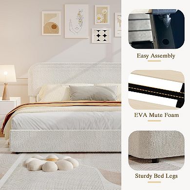 Bed Frame with Headboard, Modern Upholstered Bed Frame, 4 Storage Drawers