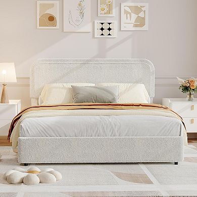 Bed Frame with Headboard, Modern Upholstered Bed Frame, 4 Storage Drawers