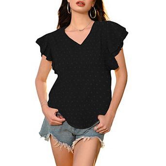 Women's V-Neck Short Sleeve Casual Summer Basic Blouses