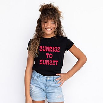 Sunrise To Sunset Puff Print - Youth Short Sleeve Graphic T-Shirt