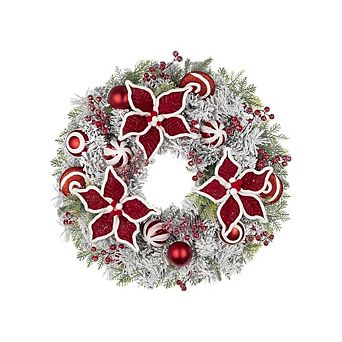 24-Inch Christmas Poinsettia Wreath