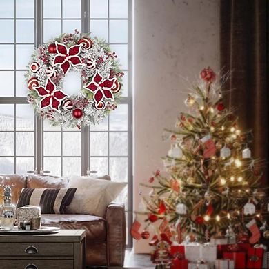 24-Inch Christmas Poinsettia Wreath