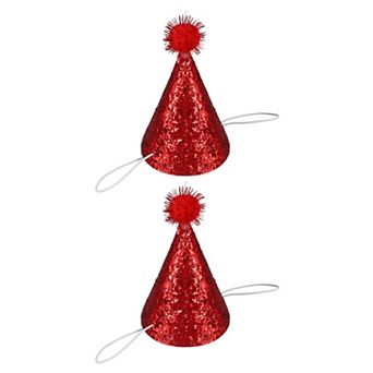 Dog Birthday Hat, Mini Small Dog Hats Birthday Decor Sequins Cute 2Pcs, 2.95x4.53 Inch