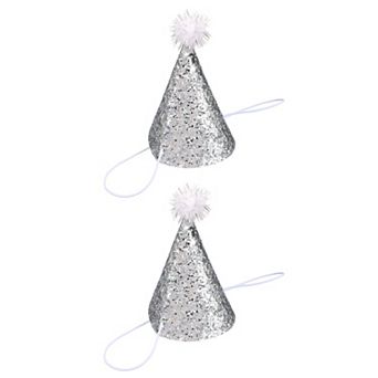 Dog Birthday Hat, Mini Small Dog Hats Birthday Decor Sequins Cute 2Pcs, 2.95x4.53 Inch