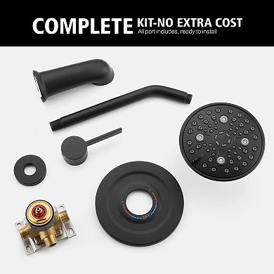 SUMERAIN Wall Mount Tub and Shower Faucet, 6 Water Outlet Modes, 360' Rotatable Showerhead