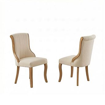 GOODSILO Mid-Century Velvet Dining Chairs with Sculpted Wood Trim, Set of 2
