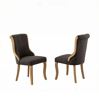 GOODSILO Mid-Century Velvet Dining Chairs with Sculpted Wood Trim, Set of 2