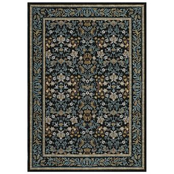 FairOnly Vintage Floral Print Area Rug Low Pile Washable Non Slip Rug for Living Room Bedroom