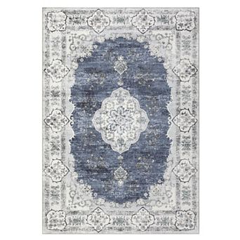 Medallion Area Rug Non Slip Foldable Vacuum Clean Non Shedding Floor Cover for Living Room Playroom