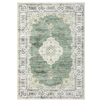 Medallion Area Rug Non Slip Foldable Vacuum Clean Non Shedding Floor Cover for Living Room Playroom