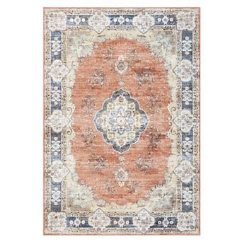 Medallion Area Rug Non Slip Foldable Vacuum Clean Non Shedding Floor Cover for Living Room Playroom