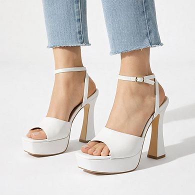 Platform Ankle Strap Open-Toe Sculpted Heel Sandals