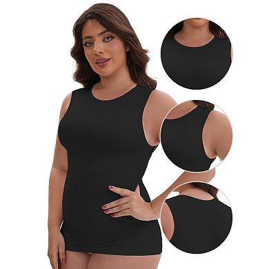 Women's Tummy Control Slimming Waist Shaper Tank Crew Neck Traceless Sleeveless Undershirt
