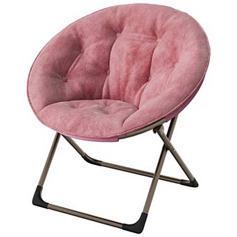 Modern Moon Chair, Saucer Lounge Chair with Sturdy Metal Legs, Soft Round Reading Seat Accent Chair