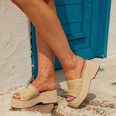 Women Espadrille Wedge Sandals Platform Slip On Summer Beach Wedding Shoes