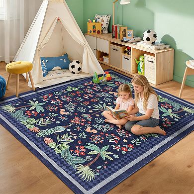 FairOnly Rainforest & Animals Print Ultra Thin Machine Washable Non Slip Mat for Modern Home Decor