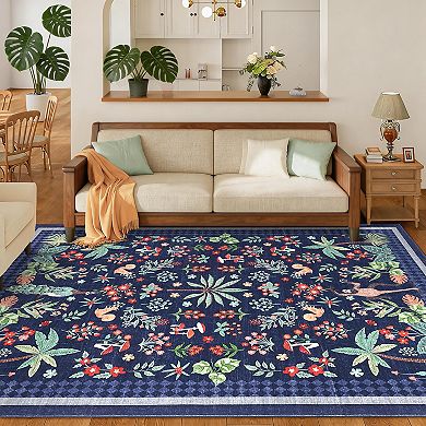 FairOnly Rainforest & Animals Print Ultra Thin Machine Washable Non Slip Mat for Modern Home Decor