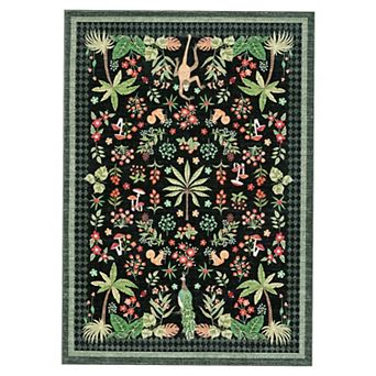 FairOnly Rainforest & Animals Print Ultra Thin Machine Washable Non Slip Mat for Modern Home Decor